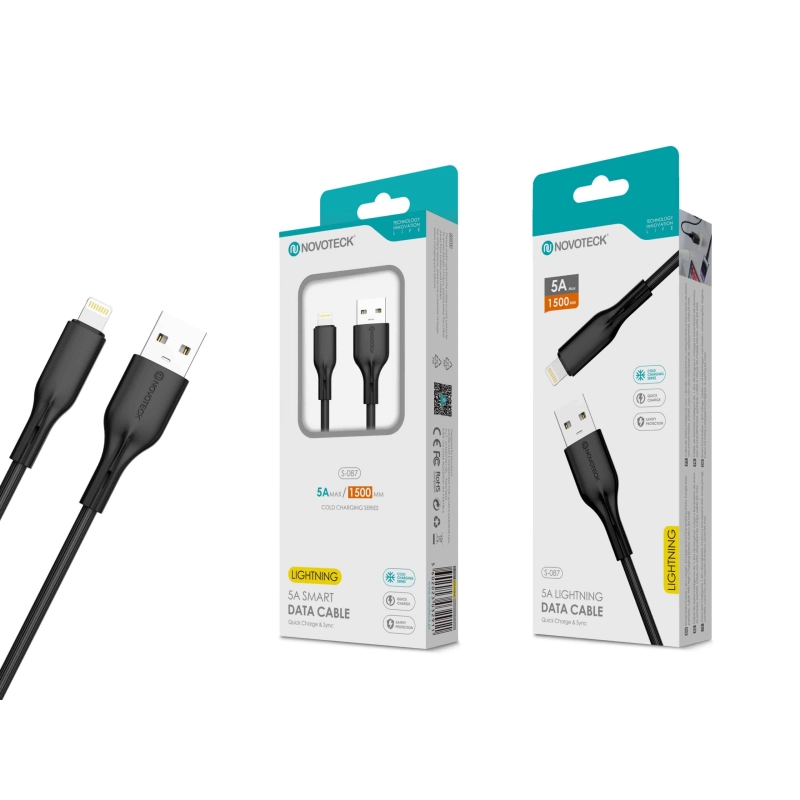 Cabo de Dados Lightning Negro 1.50M,5A, S-087