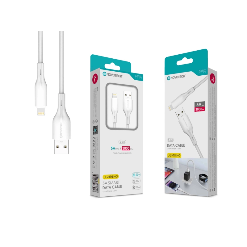 Cabo de Dados Lightning Branco 3M,5A, S-091