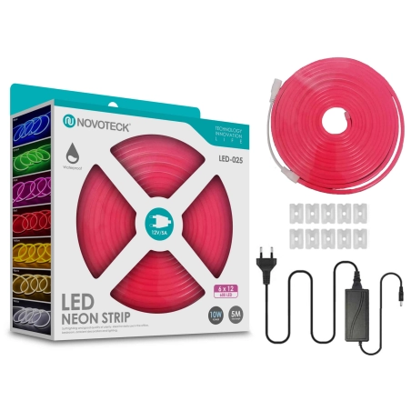 Fita Neon Led Rosa 5M 10W 12V 600Led Ip65 LED-025