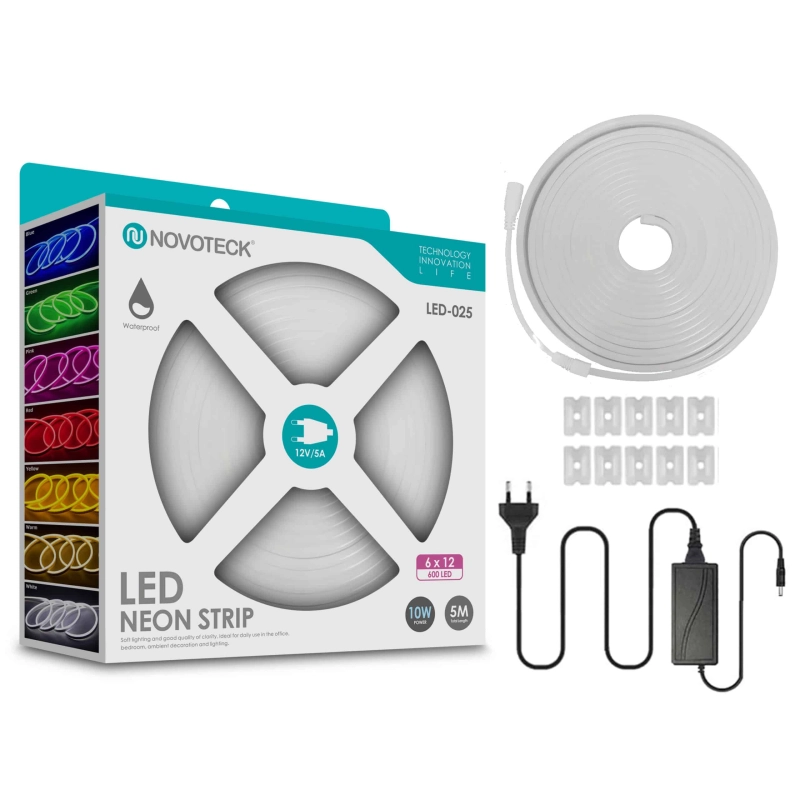 Fita Neon Led Luz Natural 5M 10W 12V 600Led Ip65 LED-025