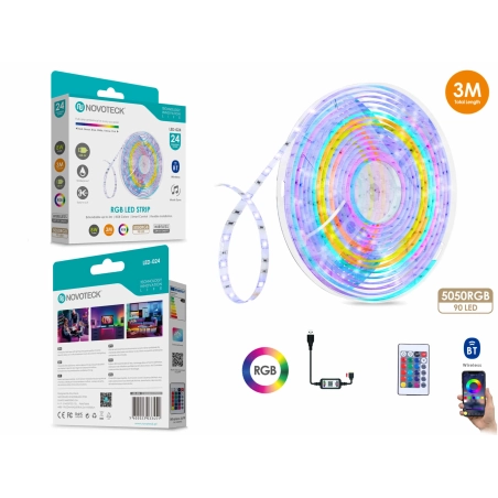 Fita Led 3M 5V 5050Rgb 90Led 8W Bt App Ip65 LED-024