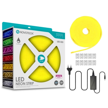 Fita Neon Led Amarelo 5M 10W 12V 600Led Ip65 LED-025