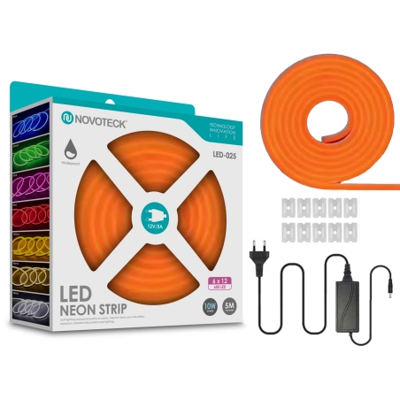 Fita Neon Led Laranja 5M 10W 12V 600Led Ip65 LED-025