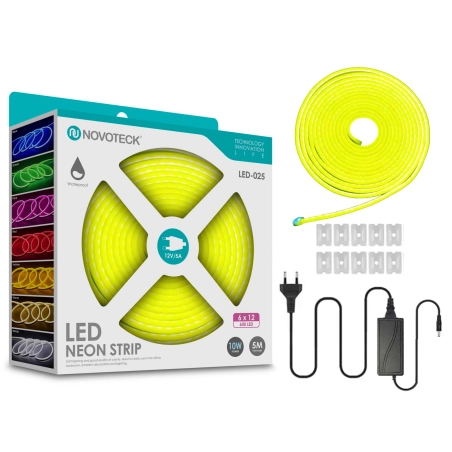 Fita Neon Led Cor Limão5M 10W 12V 600Led Ip65 LED-025