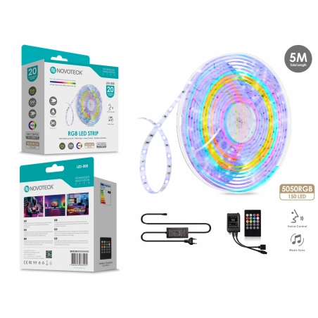 Fita Led 5M 12V 5050Rgb 150Led 8W Som Controlo Ip65 LED-008