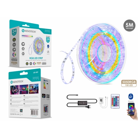 Fita Led 5M 12V 5050Rgb 150Led 8W Bt App Ip65 LED-009