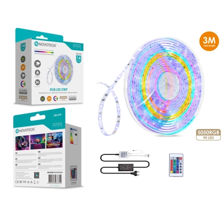 Fita Led 3M 12V 5050Rgb 90Led 8W Ip65 LED-010