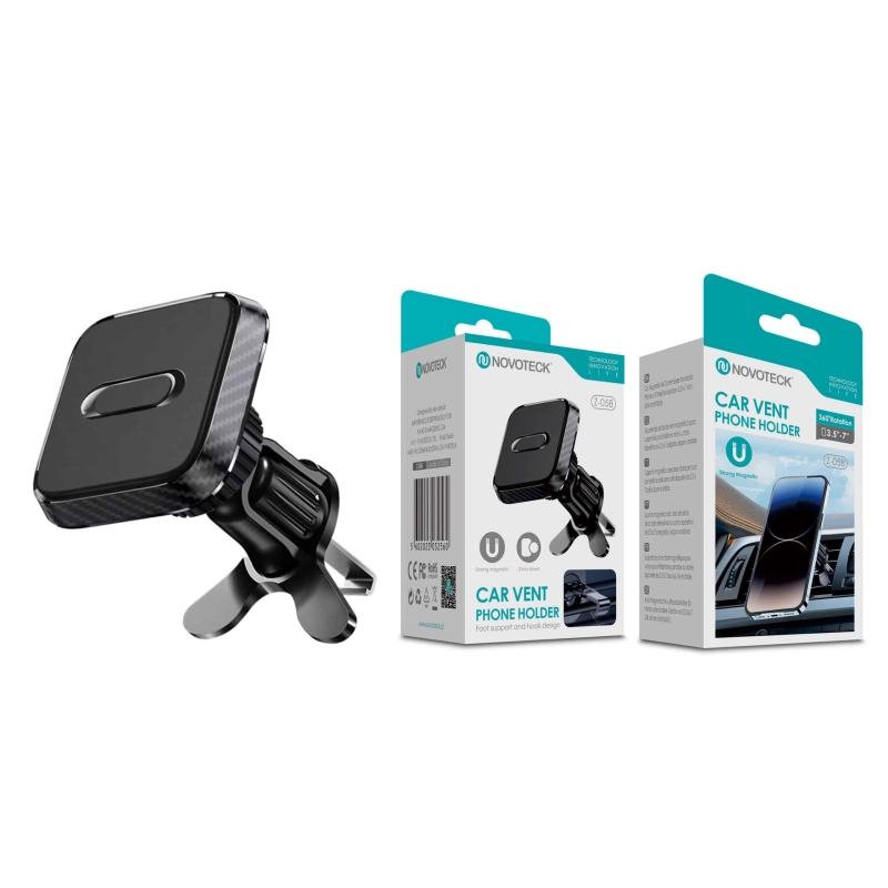 Suporte Z-058 para Ventilação de Carro - Magnético, Rotação Completa, Fibra de Carbono