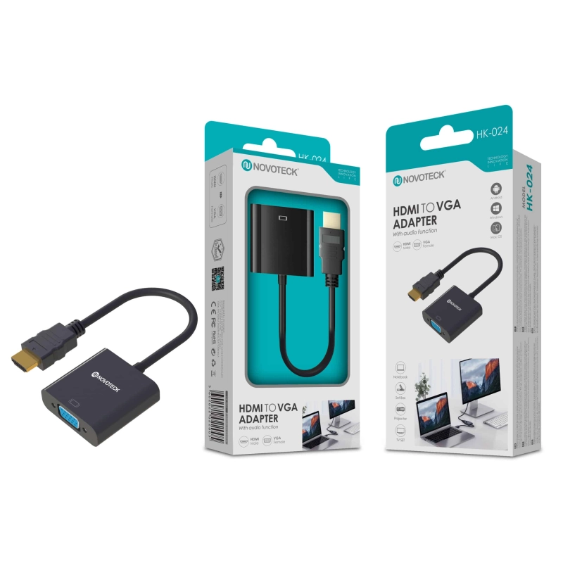 Adaptador HDMI para VGA NOVOTECK HK-024 - Conectividade Universal