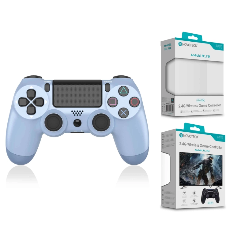 Comando Jogo PS4-PC-Android Metalizado Azul Sem Fio 2.4G GM-004