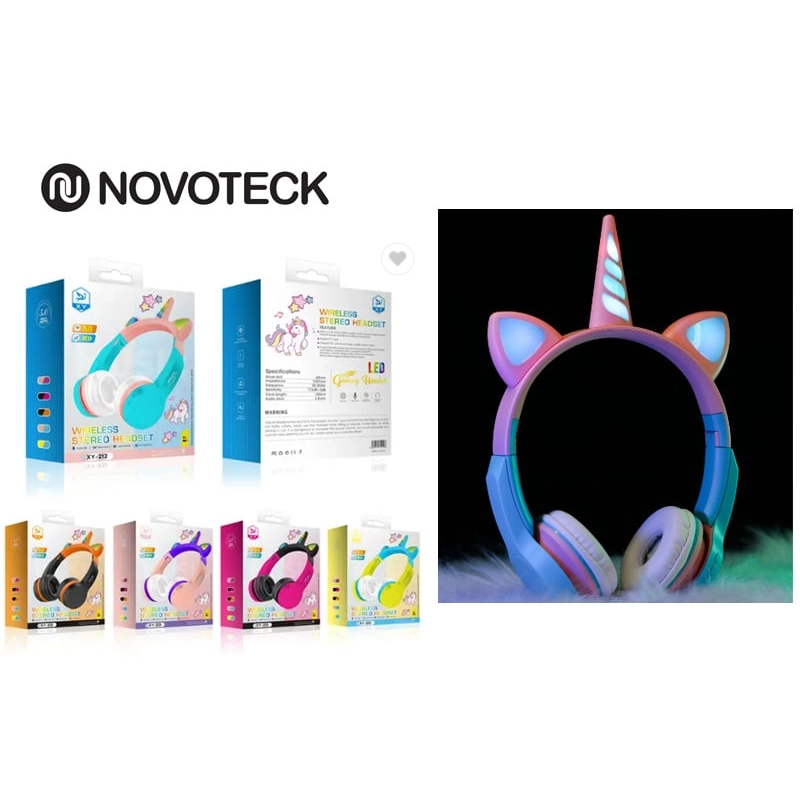 XY-212 AURICULARES BLUETOOTH FORMATO UNICORNIO RGB