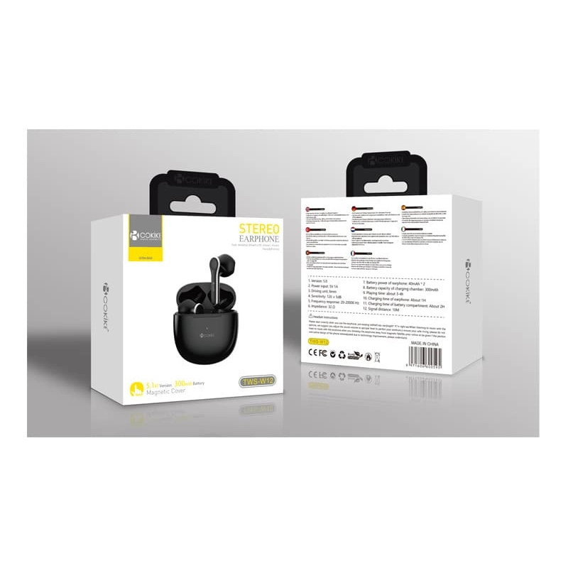 TWS-W12 Auriculares Negro Bluetooth Airpods