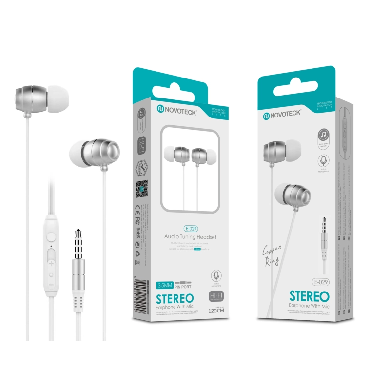 Auriculares Estéreo com Microfone – Design Metálico e Som de Alta Fidelidade E-029