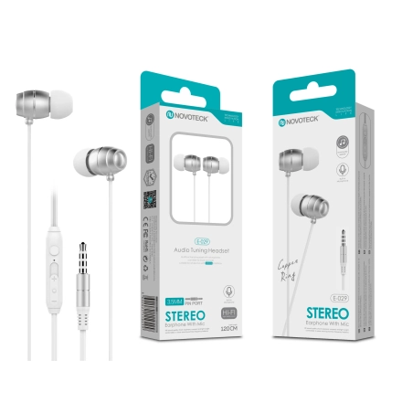 Auriculares Estéreo com Microfone – Design Metálico e Som de Alta Fidelidade E-029