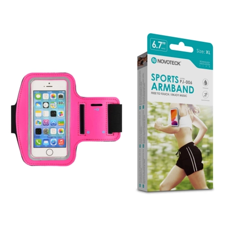 Bracelete Desportivo para Smartphone 3.5”-6.7” Rosa-Confortável-Ajustável-Impermeável PJ-006