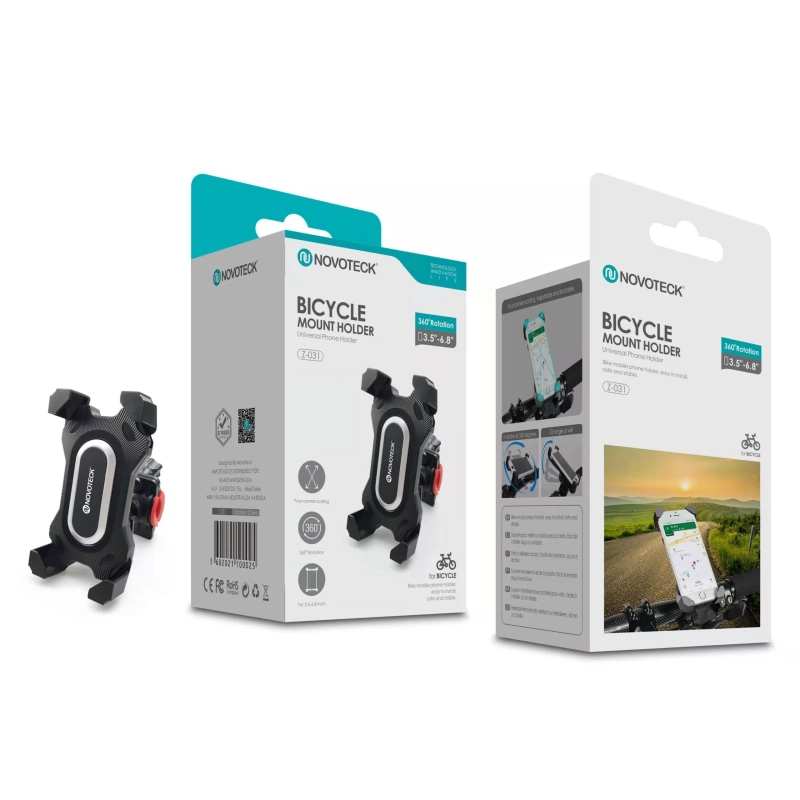 Suporte Universal Z-031 para Telemóvel de Bicicleta - Rotação 360°, Fixação Segura, Compatível com Vários Tamanhos